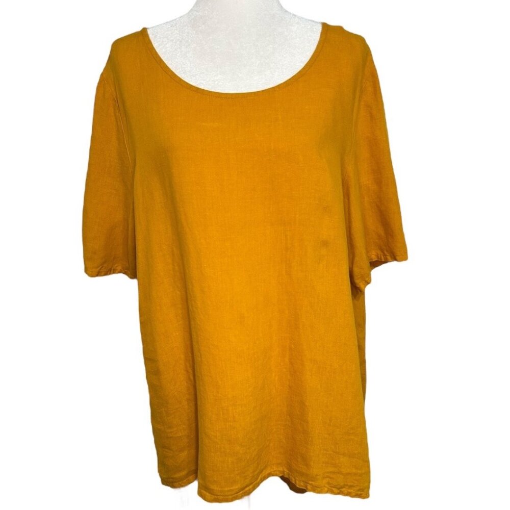 Bryn‎ Walker Mustard Yellow 100% Linen Oversized hi-low Top Size Small